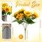 Summer Sunflower Sets – 6 Sets Artificial Sunflowers in Vintage Metal Pots, Rustic Faux Flower Decor for Tables & Centerpieces